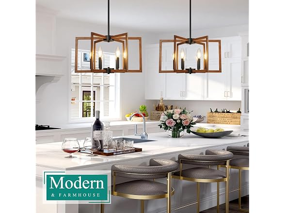 Bairth Adjustable Wood Grain Kitchen Chandelier