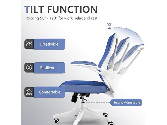balmstar Ergonomic Office Chair Desk Chair - Mesh Computer Chair with 360° Swivel Wheels, Adjustable 90-130° Recline & Lumbar Support for Home Office, Supports up to 300lbs (01Blue) (Open Box)