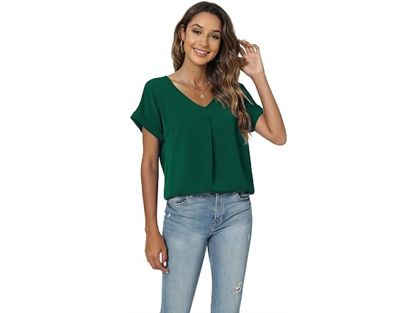 Quezhu Women (M) Summer Blouses Dressy Casual Tops