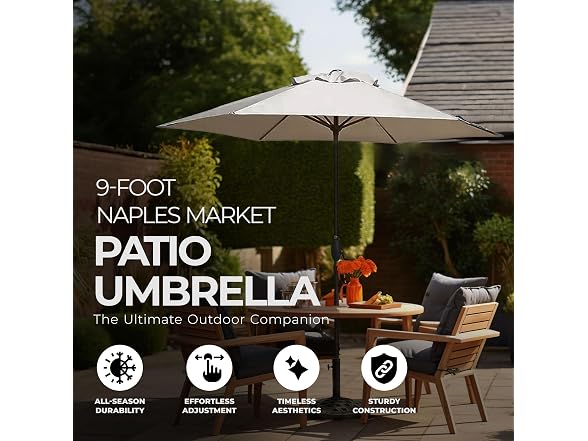 Four Seasons Courtyard 9 Foot Naples Market Patio Umbrella