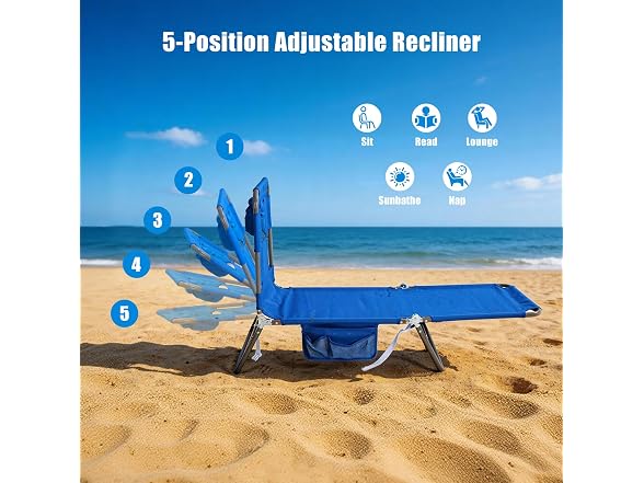 SUNNYFEEL Blue Lay Flat Tanning Lounger