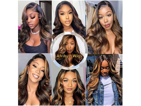 Afribye 13x6 Highlight Body Wave Lace Front Wig