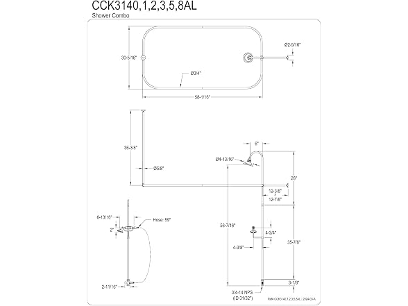 Kingston CCK3145AL Clawfoot Tub Faucet Package