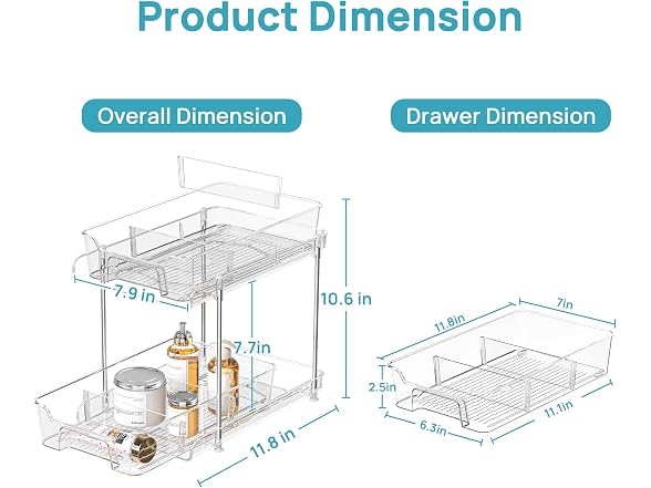 Vtopmart 4 Pack Bathroom Under Sink Organizer with Dividers