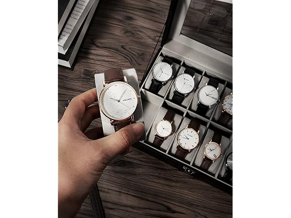 Uten 12 Slots Leather Watch Case Box