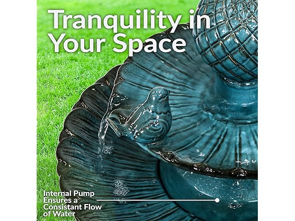 Sunnydaze 27" H 2-Tier Ceramic Water Fountain