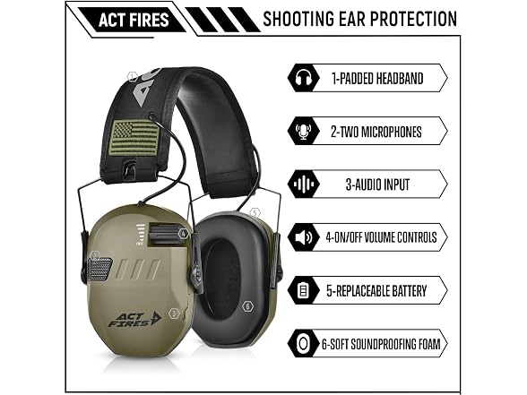ACT FIRES Shooting Ear Protection NRR 23dB