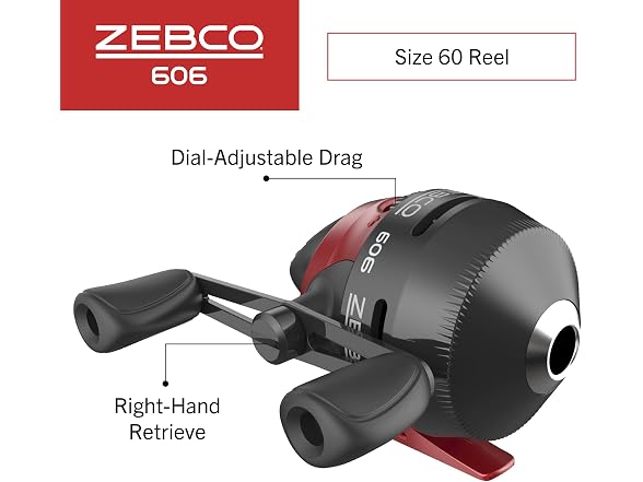 Zebco 606 Spincast Reel and Fishing Rod Combo, 6-Foot 6-Inch