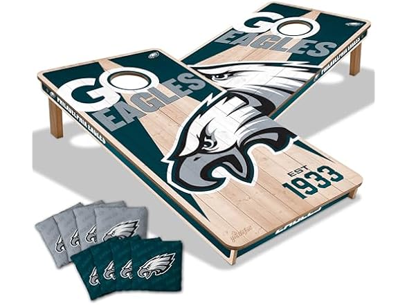 YouTheFan NFL Eagles 2' x 4' Wood Cornhole Set