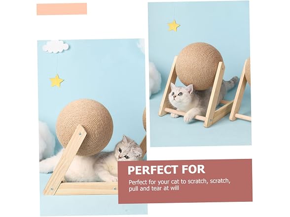 SUPVOX Cat Scratcher Toy 6.69 Inch Sisal Rolling Ball