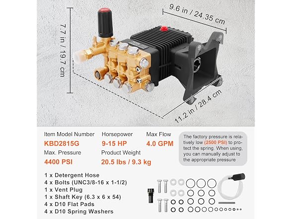 Pressure Washer Pump, 1" Shaft Horizontal