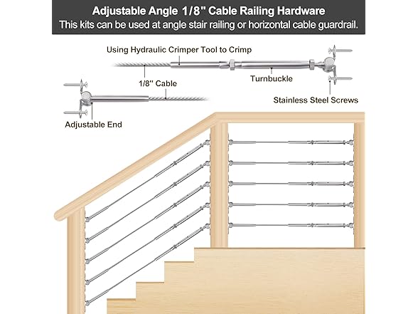 BLIKA 15 Pairs 1/8" Cable Railing Kit