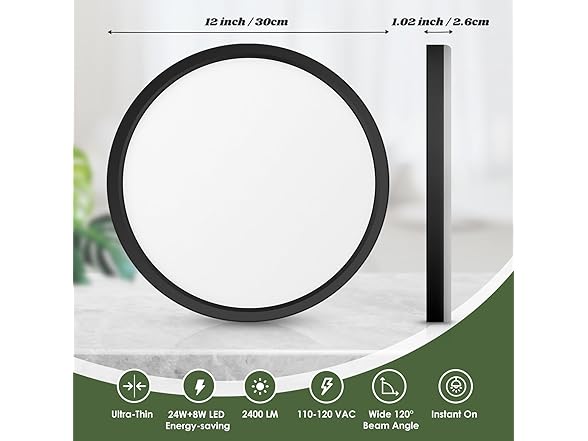 Brightever Black 12" Ceiling Lamp