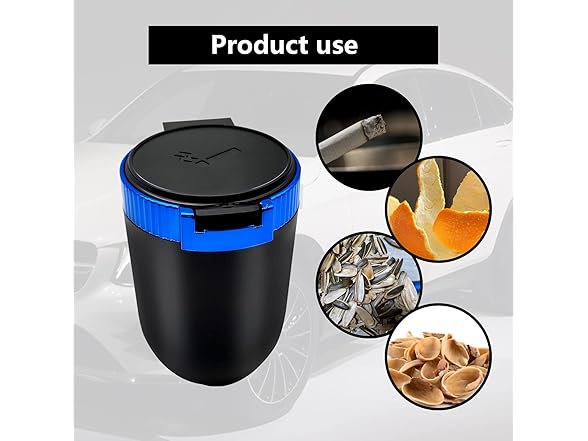 Car Ashtray w/Lid Blue Light Portable