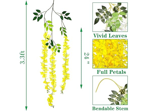AITISOR 24 Pack Artificial Wisteria Vine
