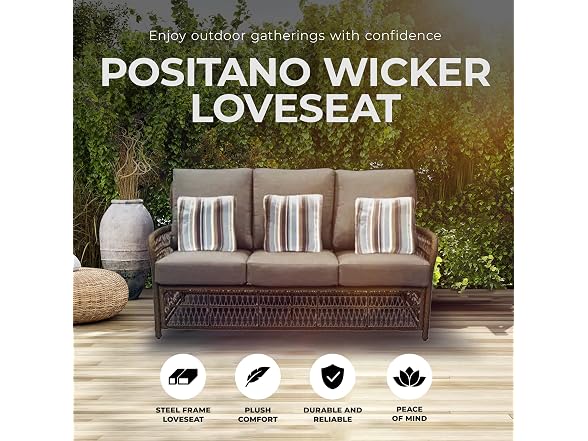 Four Seasons Courtyard Positano 3 Seater Wicker Loveseat