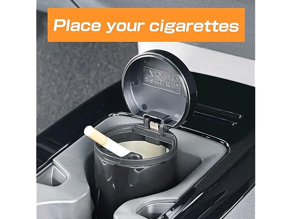 SEIWA Car Ashtray with Lid Black