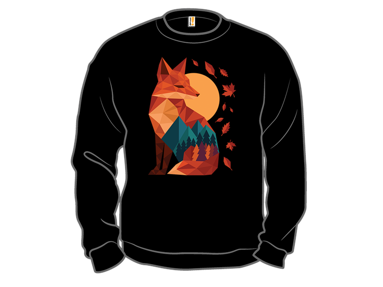 Geometric Fox Under Autumn Moon