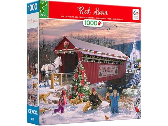 Classic Christmas Red Barn 1000Pc Puzzle