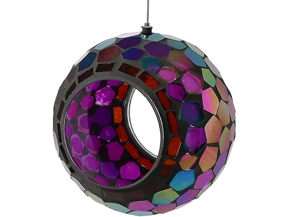 Sunnydaze 6-Inch Glass Mosaic Hanging Bird Feeder