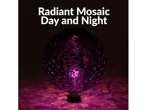 Sunnydaze 10" Solar Iridescent Purple Mosaic Globe