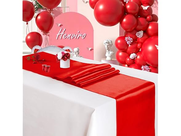5 Pack Red Satin Table Runner 12 x 108 Inch