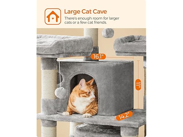 Feandrea 67 Inches Multi-Level Cat Tree