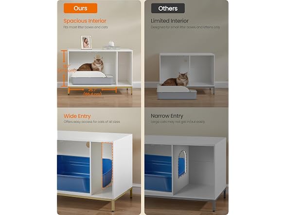 Feandrea Cat Litter Box Enclosure, with Scra