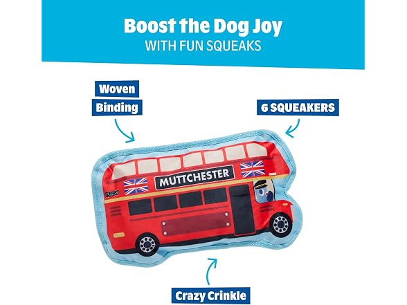 Barkbox Double Dog Decker Bus Dog Toy | Plush