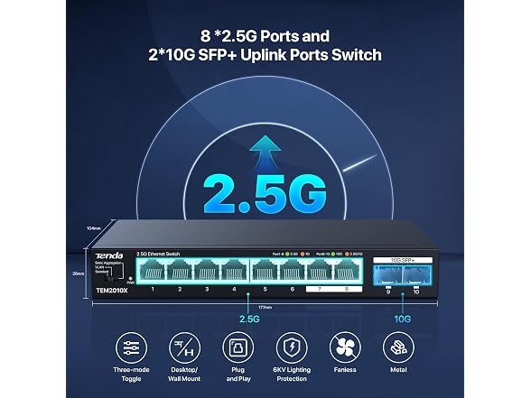 Tenda 2.5 Gbit Switch with 8X 2.5G Ports
