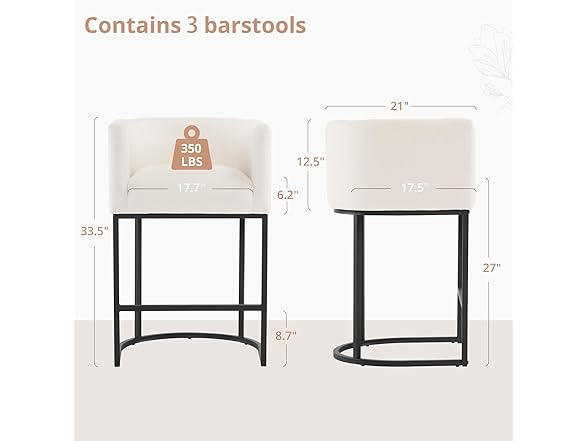 3 Beige Counter Height Bar Stools