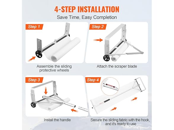 Snow Roof Rake, 30ft Reach Aluminium Roof Shovel