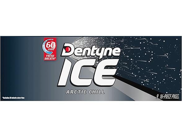 Dentyne Ice Arctic Chill Sugar Free Gum, 9 Packs of 16 Pieces (144 Total Pieces)