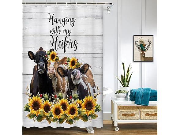 Farm Animal Cow Shower Curt, Cute Cattle