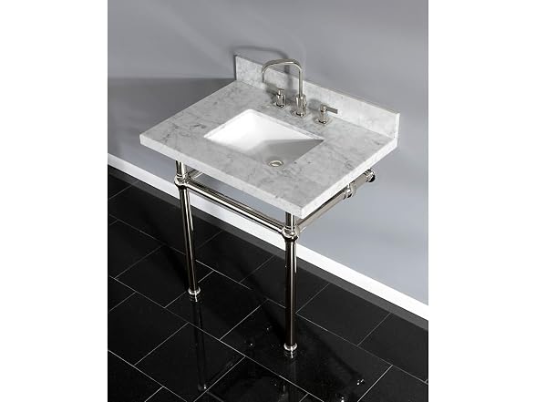 Kingston Brass Top, Carrara Marble White/Polished Nickel 30"