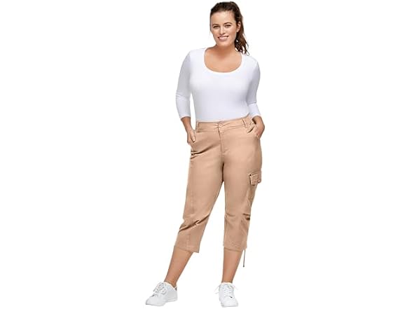 Ellos Women (24) Stretch Cargo Capris Front Pants