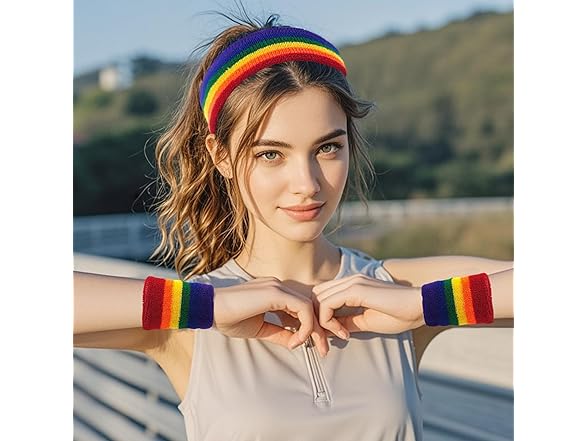 HFZRZFH Rainbow Sweatband Set, 3-Piece