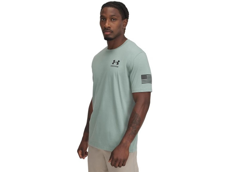 Medium UA Men's New Freedom Flag T Silica Green/ Black