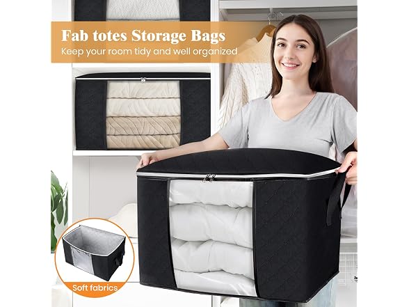 Fab totes 90L Black 4 Pack Storage Bags