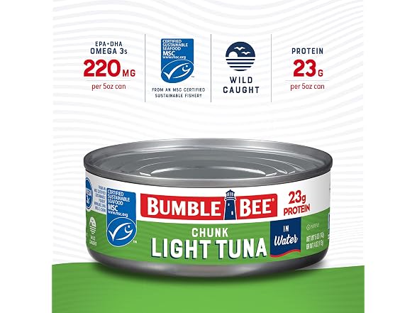 Bumble Bee Chunk Light Tuna In Water, 5 oz Cans