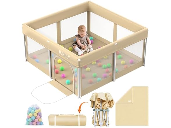 JUNLLY Foldable Baby Playpen 50x50 inch