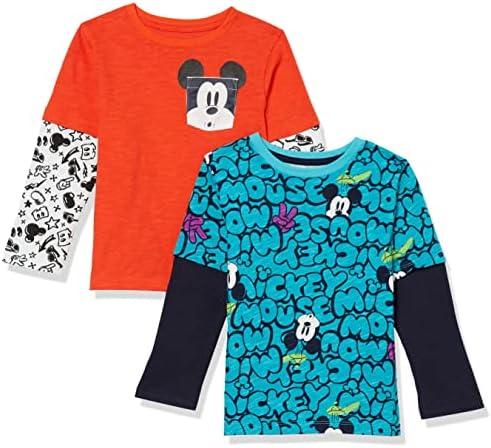 Amazon Essentials Disney Marvel Star Wars Toddler Boys' Long-Sleeve 2-in-1 T-Shirts Pack of 2