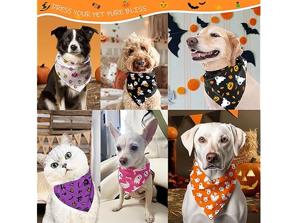 BlissBud Dogs Bandanas for Halloween Puppy Scarf
