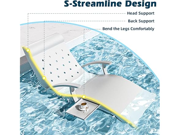 Sun Tanning Lounge Chair with Tray & Towel Ledge