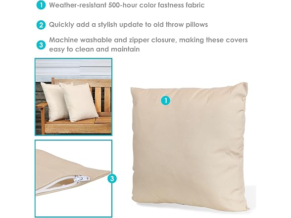 Sunnydaze Decor SNR-966 2 Beige Covers 17x17 Beige