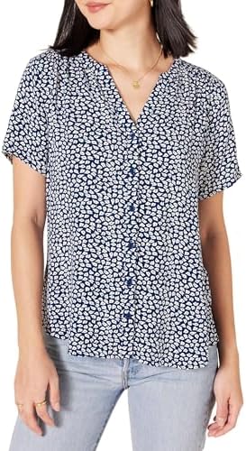 Amazon Essentials Womens Relaxed Fit Short Sleeve Woven Blouse