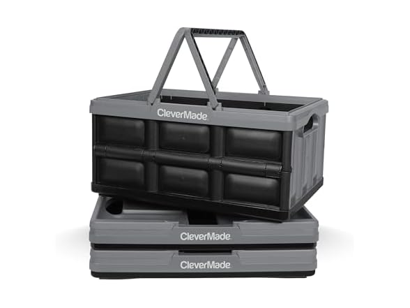 CleverMade Collapsible Shopping Basket 32L, 3 Pack