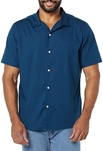 Amazon Essentials Men's Vacation Cotton Button-Down Resort Shirt, Short Sleeve, Navy, X-Small