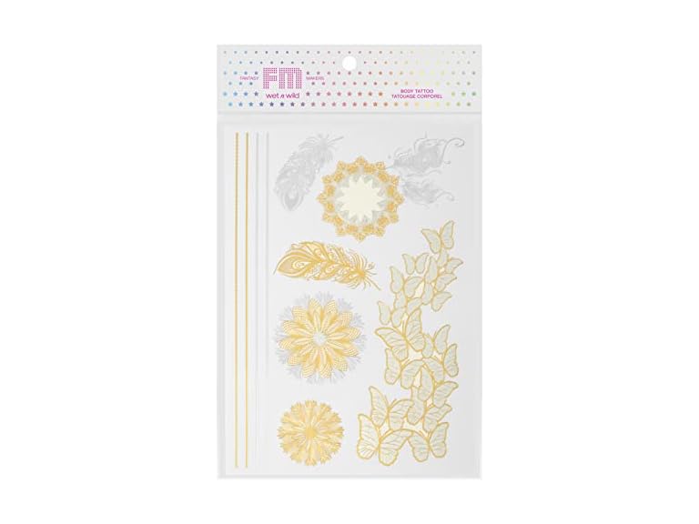 wet n wild Fantasy Makers Gold Silver Metallic Body Tattoo Flutter