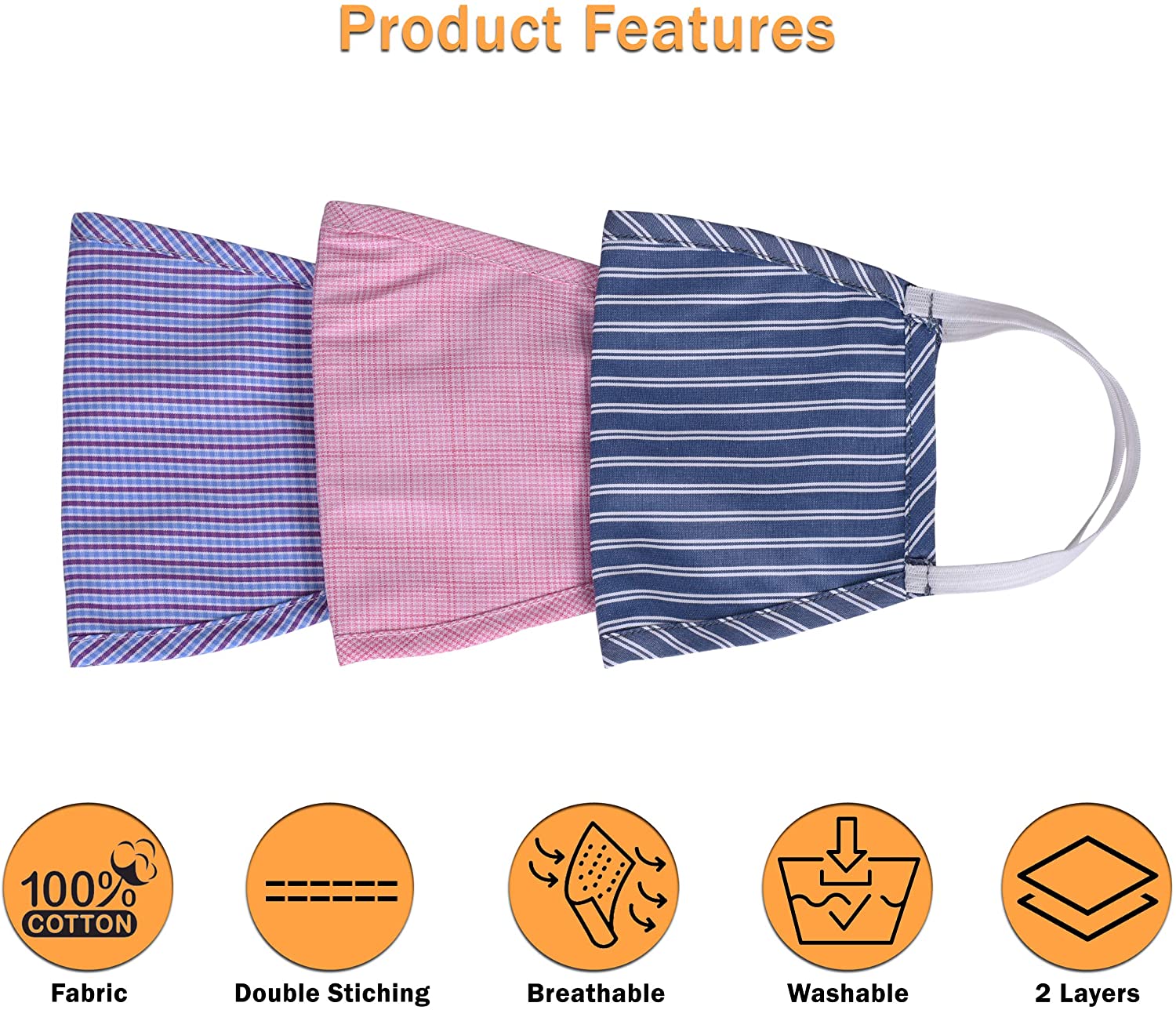 Estalon Small Cotton Reusable Mask 3pk - Gallery 6